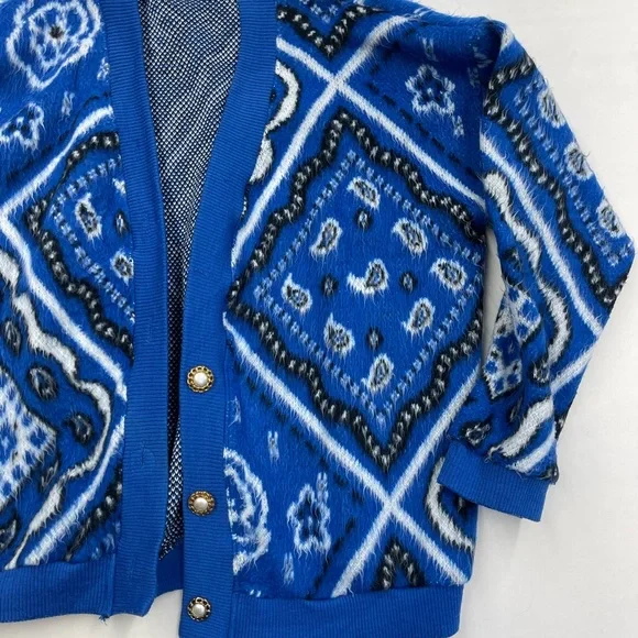 Blue Patterned Women's Cardigan - Picture 6 of 12